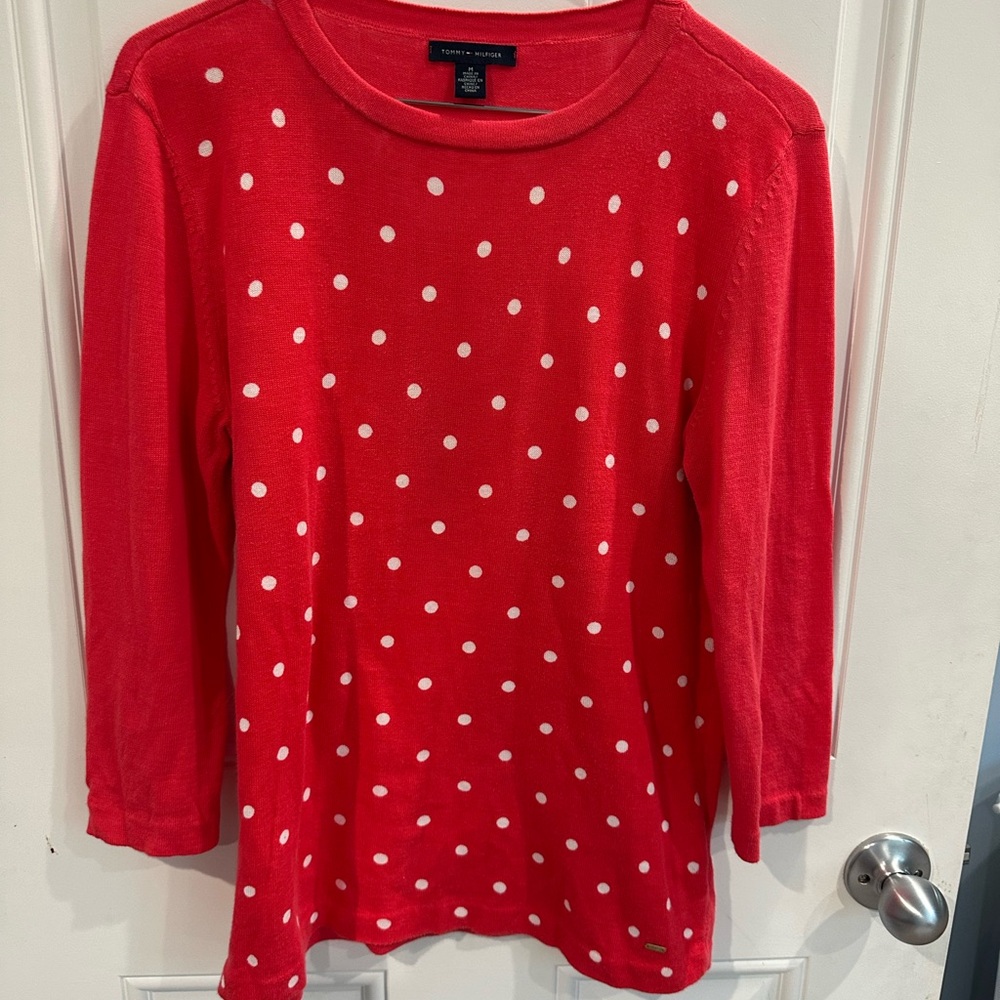 Tommy Hilfiger Red/Hot pink / Polka Dot light Sweater- medium